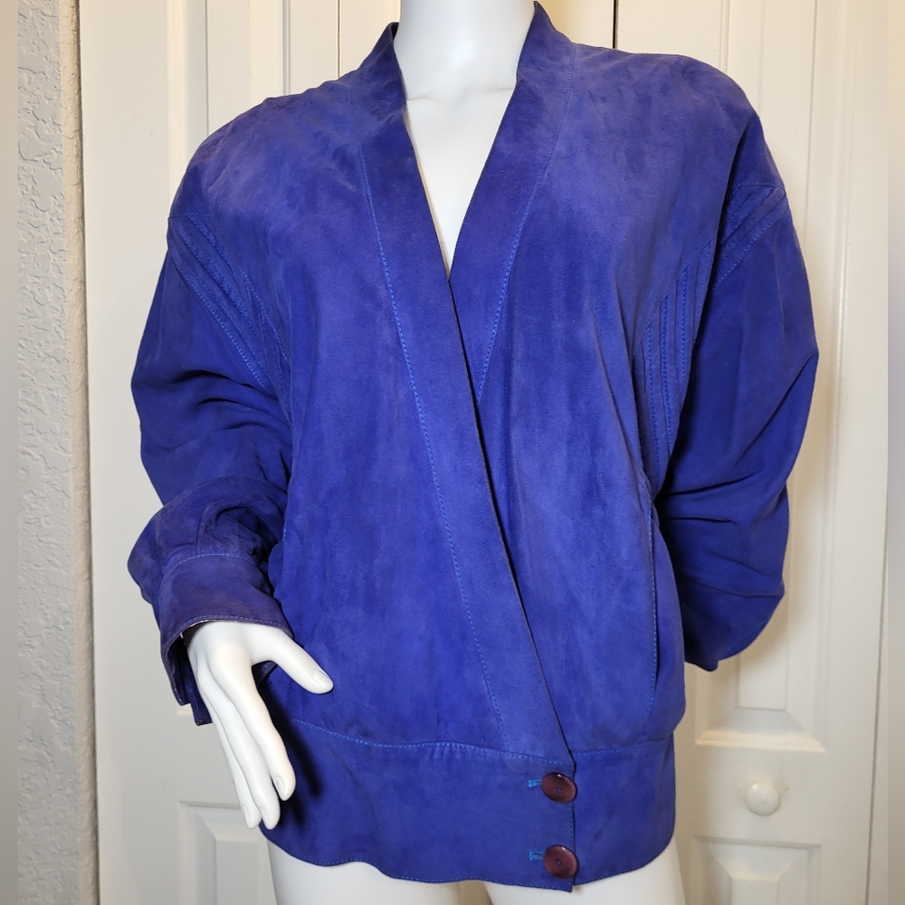 Furs Ettex Vibrant Blue/Purple Jacket with Button Detail